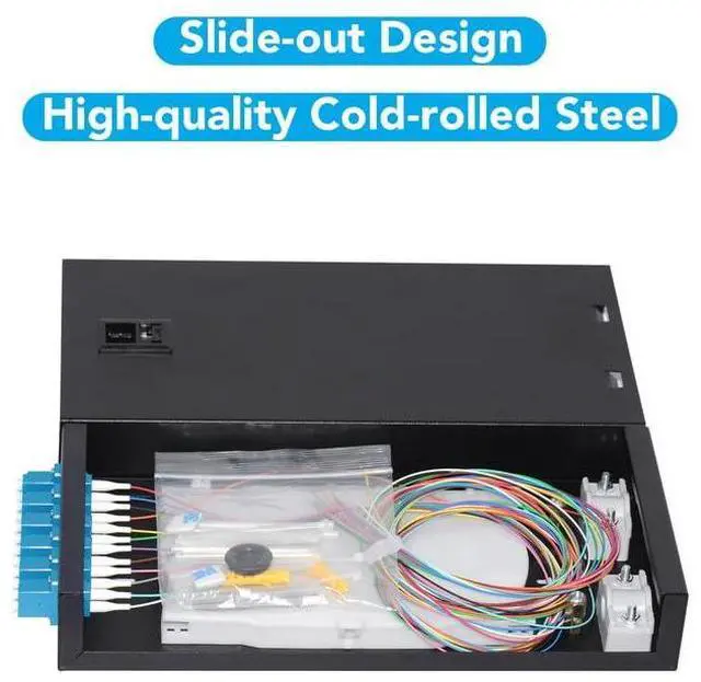 Alt view image 3 of 5 - VANDESAIL LC-OS2 6 Port 12 Core Rack Mount Fiber Enclosure LC, Singlemode Fiber Optic Rack Mount Enclosure Box, Include Pigtail and LGX Loaded Patch Panel for Fiber Optic Network