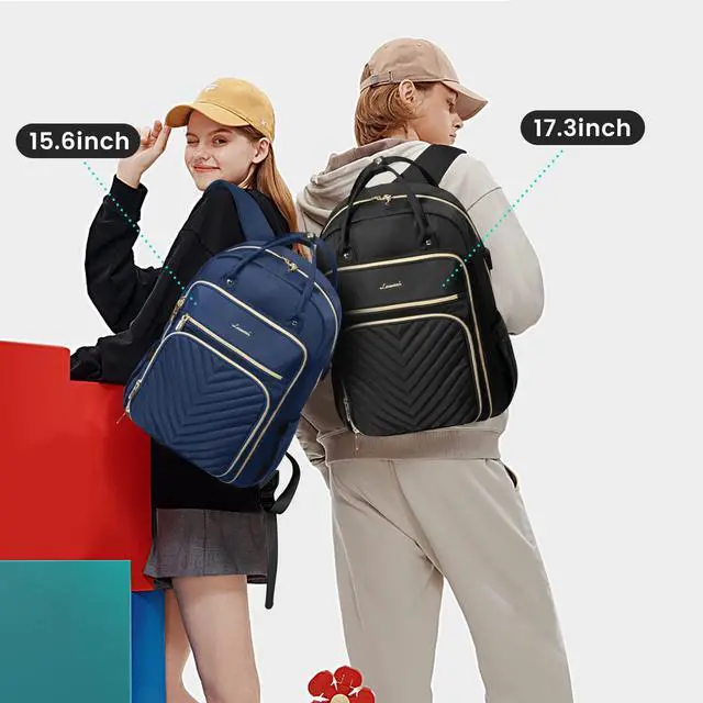 Alt view image 2 of 5 - LOVEVOOK 17.3 Inch Laptop Backpack for Women,Fashion Work Backpack Purse for Women Men,Waterproof Travel Work Backpacks Purse for Teacher Nurse, Navy Blue.