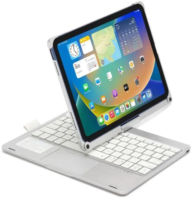 Main image of kaidisen 360 Rotatable Keyboard for iPad A16 (11th Gen, 11", 2025) iPad 10th Generation 2022 10.9 inch Keyboard Case with Touchpad 7 Color Backlight Foldable Backlit Keyboard 360 Rotating,Silver