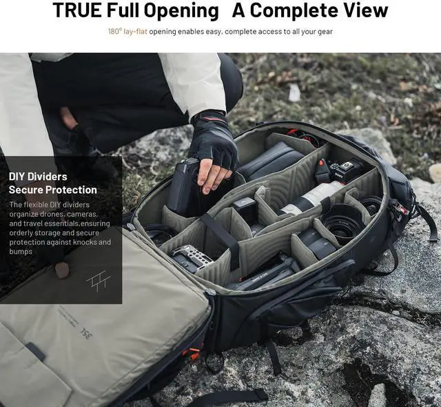 Alt view image 4 of 5 - PGYTECH OnePro Focux Backpack 25L, Fits DSLR/SLR/Mirrorless Cameras/Lenses and Other Gear, Lightweight Outdoor Hiking Bag for Photography, Travel Bag with Laptop Compartment, Green