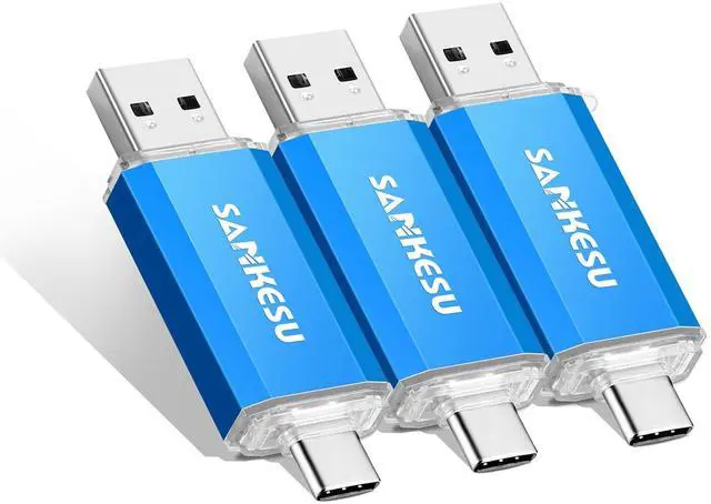 Main image of SANKESU 128GB 3 Pack 2-in-1 USB C Flash Drive USB-A+Type-C 3.1 Dual Drive OTG,Speed Up to 120MB/s USB C Storage Flash Drive Compatible with iPhone 16/15, Android Smartphone/Tablets/Computers