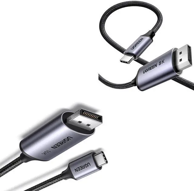 Main image of UGREEN USB C to DisplayPort 2.1 Cable 16K@30Hz 8K@120Hz 40Gbps Thunderbolt 4/3 to DisplayPort Cord Bundle with Green USB C to DisplayPort 1.4 Cable Bidirectional