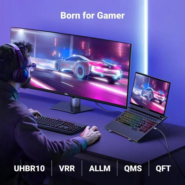 Alt view image 4 of 5 - UGREEN USB C to DisplayPort 2.1 Cable 16K@30Hz 8K@120Hz 40Gbps Thunderbolt 4/3 to DisplayPort Cord Bundle with Green USB C to DisplayPort 1.4 Cable Bidirectional