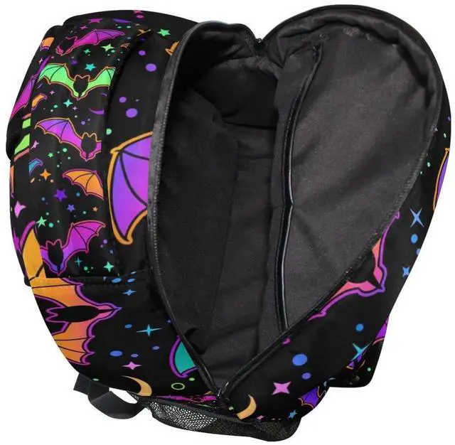 Alt view image 4 of 5 - Glaphy Halloween Rainbow Bats Backpack School Bookbag Lightweight Laptop Backpack for Men Women Kids