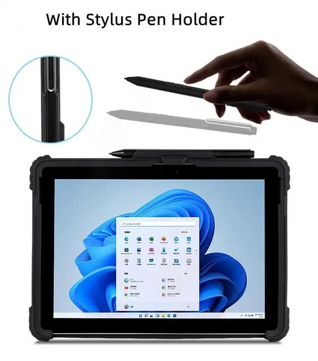 Alt view image 5 of 5 - Clear Case for Microsoft Surface Pro 8 13" 2021 Tablet,Heavy Duty Rugged Hard Shell Cover with Shoulder Strap & Hand Strap&Stylus Pen Holder, Compatible with Type Cover Keyboard, (Black)