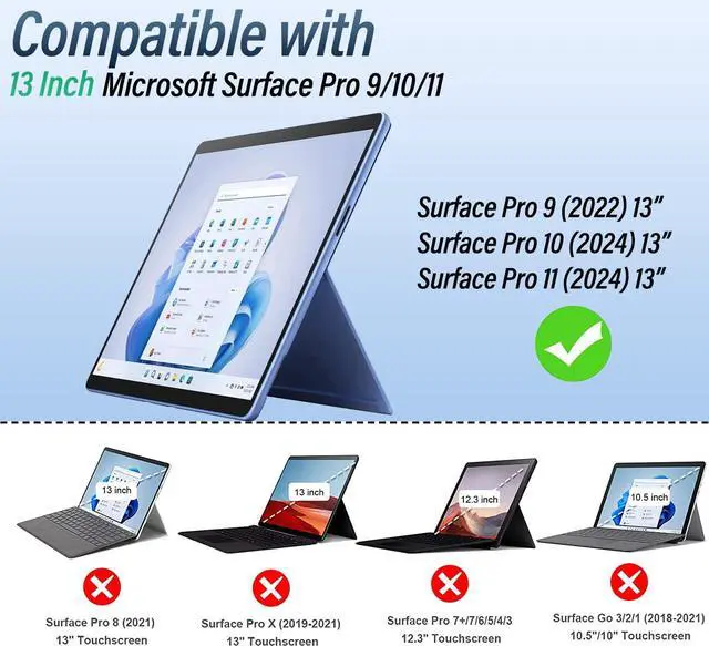 Alt view image 2 of 5 - Wineecy Touchpad Keyboard Case for 13 Inch Microsoft Surface Pro 11/10/9, 7 Colors Backlight Smart Touchpad Detachable Wireless Keyboard with PU Premium Folio Case for Surface Pro 11th Edition AI