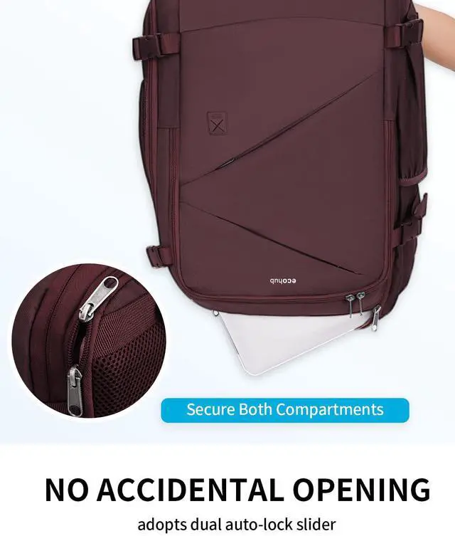 Alt view image 5 of 5 - ECOHUB Carry On Travel Backpack, Expandable Airlines Personal Item Bag 18x14x8, Water Resistant 17 inch Laptop Backpack Flight Approved, 12 Pockets 30L Work Backpacks with Wet Pocket & Cable Slot