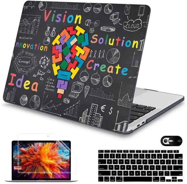 Main image of Mektron for MacBook Air 13 Case A1466/A1369 (2010-2017 Release), Snap-on Plastic Hard Shell Cover for MacBook Air 13.3 inch with Keyboard Cover,Geometric Blackboard