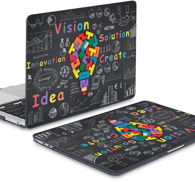 Alt view image 4 of 5 - Mektron for MacBook Air 13 Case A1466/A1369 (2010-2017 Release), Snap-on Plastic Hard Shell Cover for MacBook Air 13.3 inch with Keyboard Cover,Geometric Blackboard