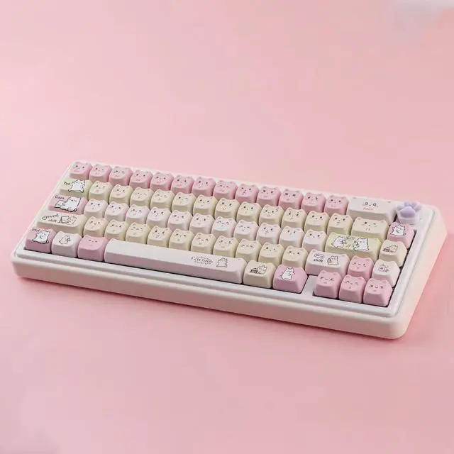 Alt view image 5 of 5 - TYRIXKI PBT Keycaps 145 Keys Cute Keycap Dye-Sublimation Lazy Cat Keycaps Mao Profile Custom Keycap for Cherry Gateron MX Swithes Mechanical Gaming Keyboards