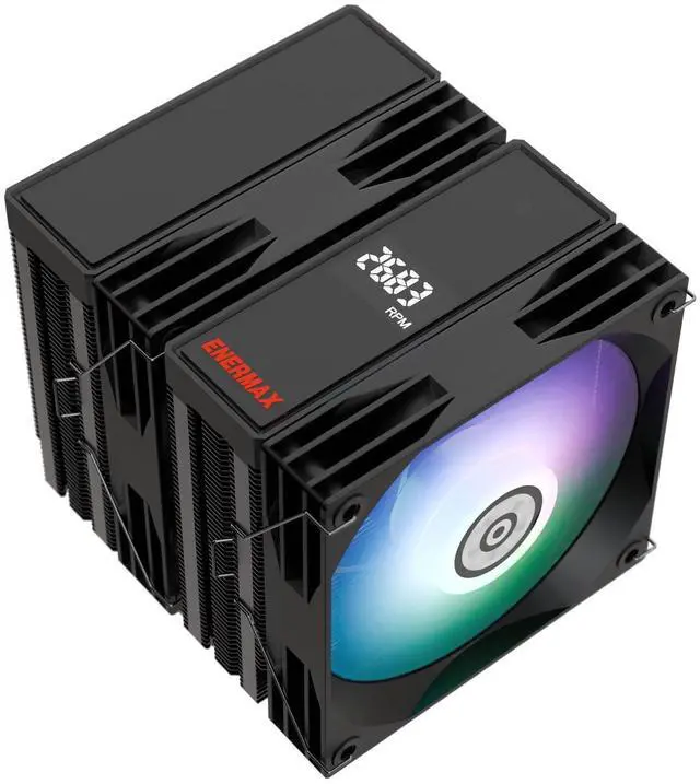 Main image of Enermax TD60 Digital ARGB CPU Air Cooler 159mm Height All-Black CPU Air Cooler Double Tower 6 Heat Pipes with Dual 120mm PWM Fan 280W TDP, for Intel 1851/1700/1200/115X, AMD AM5/AM4