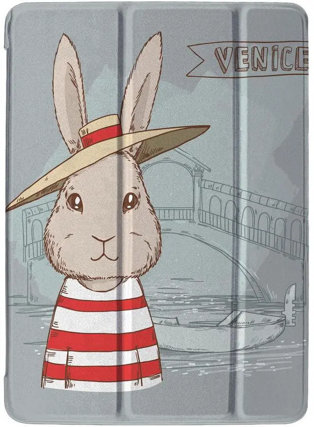 Main image of DuraSafe Cases for iPad 10.5 Inch Air 3rd Gen [ PRO 10.5 Air 3 ] 2017/2019 A1701 A2152 A2123 MUUL2LL/A MUUK2LL/A MUUJ2LL/A MQDX2LL/A MQDT2LL/A MQDW2LL/A Auto Sleep/Wake Printed PC Cover - Bunny Hat