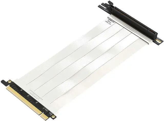 Main image of LINKUP - Ultra PCIe 4.0 X16 Riser Cable Shielded High-Speed Vertical Mount Gaming PCI Express Gen4Universal 90 Degree Socket (10cm / 3.9") 3.0 Gen3 CompatibleWhite