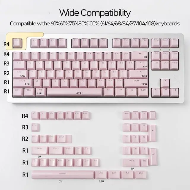 Alt view image 5 of 5 - mintcaps Keycaps, Crystal Jelly Pink Keycaps, Shine Through Translucent Custom Keyboard Keycap Set 134Keys, OEM Profile Keyboard Key caps for 60%/65%/75%/80%/95%/100% Cherry Gateron MX Mechanical