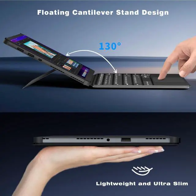 Alt view image 3 of 5 - 10.1 inch 2 in 1 Laptop 12 GB DDR3 256GB SSD, M3-8100Y Processor (up to 3.40GHz), 800 * 1280 Touch Display, Wifi5, Bluetooth 5.0, HDMI*1, Type C Full Function, Backlit Keyboard, Win11,Laptop Computer