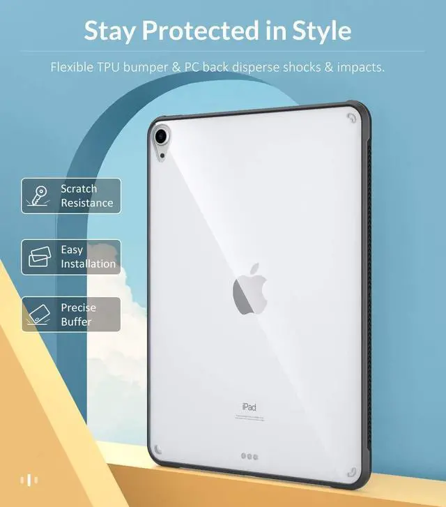 Alt view image 2 of 5 - SaharaCase Protection Case for Apple iPad Air 10.9-inch (4th Gen, 5th Gen) and iPad Air 11-inch M2 [Shockproof Bumper] Rugged Protection Antislip Grip Slim Fit - Clear Black