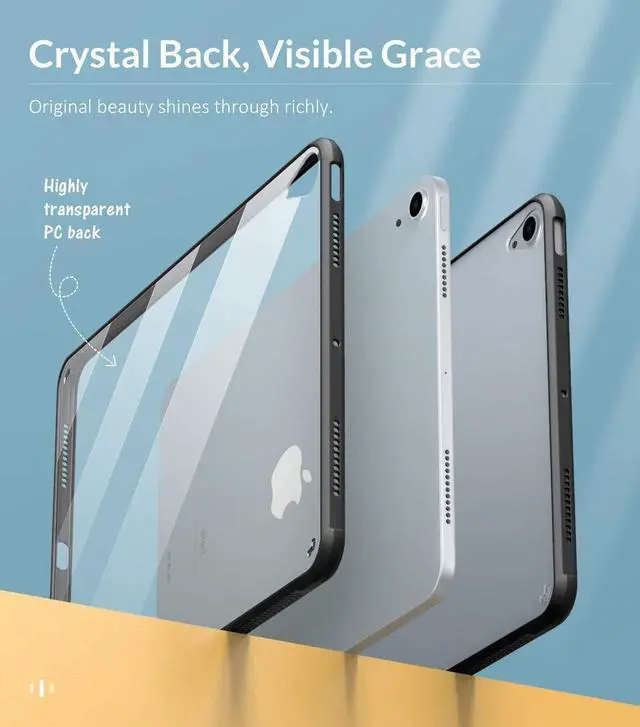 Alt view image 3 of 5 - SaharaCase Protection Case for Apple iPad Air 10.9-inch (4th Gen, 5th Gen) and iPad Air 11-inch M2 [Shockproof Bumper] Rugged Protection Antislip Grip Slim Fit - Clear Black