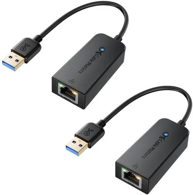 Main image of Cable Matters 2-Pack USB to Ethernet Adapter - Plug & Play with PXE MAC Address Clone Support, USB 3.0 to Gigabit Ethernet Adapter for Laptop, Supporting 10/100/1000Mbps