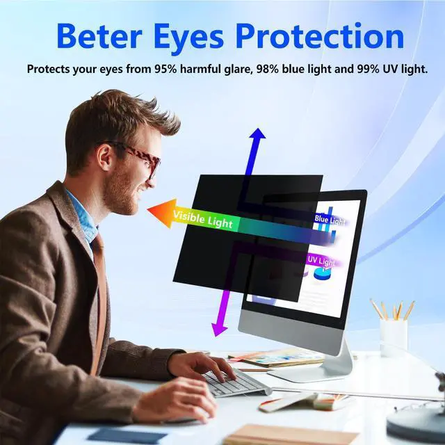 Alt view image 3 of 5 - 23.8 Inch Privacy Screen for Computer Monitor Eye Protection Anti Glare Blue Light Monitor Privacy Shield Screen 23.8 Inch 16:9 Aspect Ratio [2 Pack]