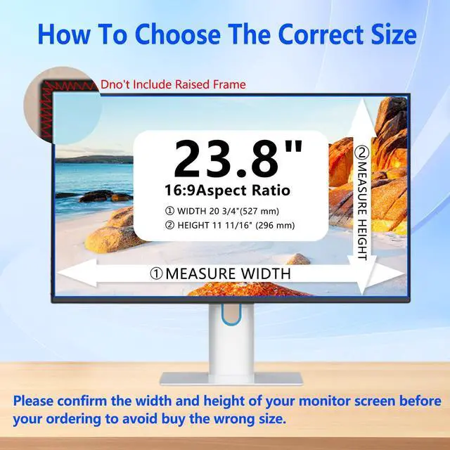 Alt view image 5 of 5 - 23.8 Inch Privacy Screen for Computer Monitor Eye Protection Anti Glare Blue Light Monitor Privacy Shield Screen 23.8 Inch 16:9 Aspect Ratio [2 Pack]