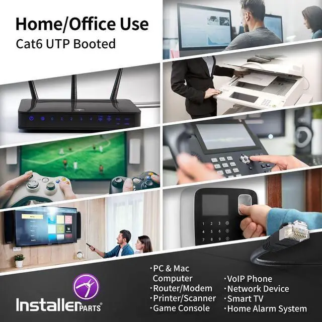 Alt view image 5 of 5 - InstallerParts CAT6 UTP Booted Cable [Black] - [12 FT] - [10 Pack] - Professional Series - 10Gbps Network/Internet Cable, Cat 6 Ethernet Patch Cable