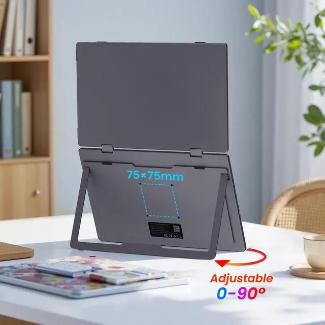 Alt view image 4 of 5 - 15.6" Triple Laptop Screen Extender,Metal Shell 15.6 Inch FHD Dual Monitors 1080P 360° Foldable 100% sRGB HDMI USB-C Stacked Portable Monitor for Laptop PC Windows Mac with Kickstand VESA Mountable