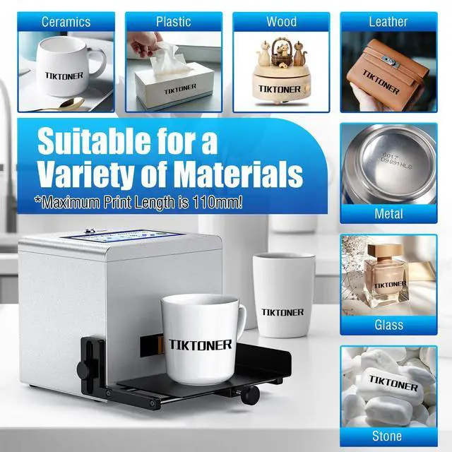 Alt view image 4 of 5 - TIKTONER Inkjet Coding Machine, Batch Code Printer with 7Inch Touch Screen Inkjet Coder with 42ml Quick-Drying Ink Cartridge for Many Materials Date Printer for Text/Barcode/QR Code/Number/Picture