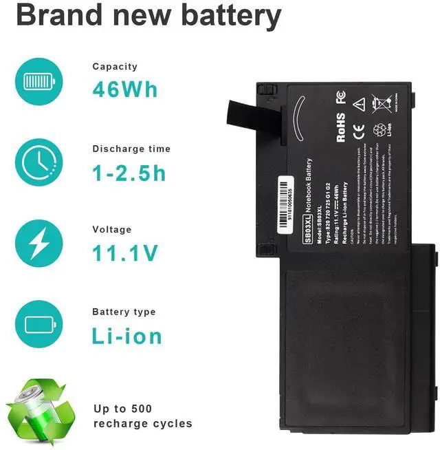 Alt view image 4 of 5 - TREE.NB SB03XL Battery for HP Elitebook 720 725 G2 820 G1 G2 716726-421 717378-001 HSTNN-LB4T HSTNN-I13C