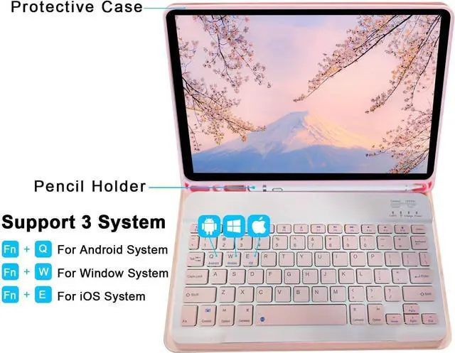 Alt view image 3 of 5 - LUIOOXEIM Keyboard Case for iPad mini 7th (A17 Pro 2024) / Mini 6th Gen 2021 8.3inch - with S Pencil Holder Case and Mouse Detachable Keyboard (Pink)