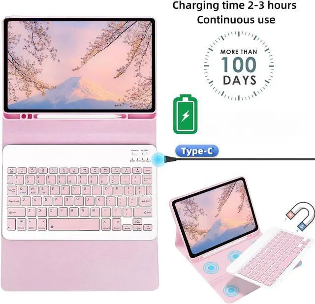 Alt view image 4 of 5 - LUIOOXEIM Keyboard Case for iPad mini 7th (A17 Pro 2024) / Mini 6th Gen 2021 8.3inch - with S Pencil Holder Case and Mouse Detachable Keyboard (Pink)