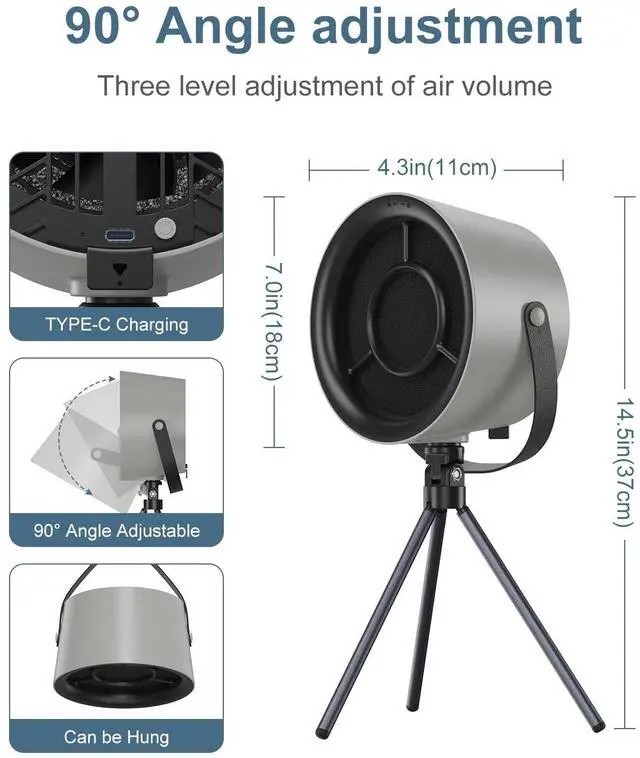 Alt view image 3 of 5 - Ankilo Portable Range Hood, Minor Desktop Range Hoods, 3 Speed, 5 Changeable Filter Sponge Pads, Rechargeable Kitchen Exhaust Fan for Indoor or Outdoor Cooking