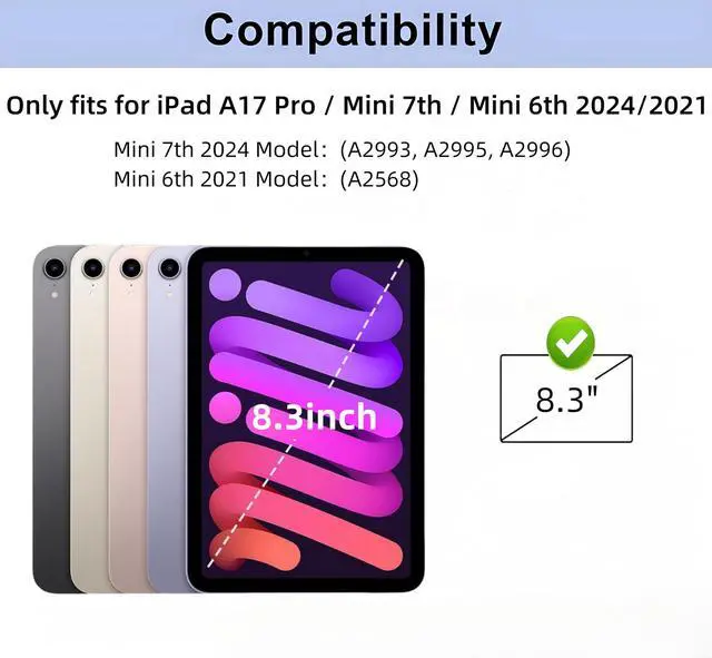 Alt view image 2 of 5 - LUIOOXEIM Keyboard Case for iPad mini 7th (A17 Pro 2024) / Mini 6th Gen 2021 8.3inch - with S Pencil Holder Case and Mouse Detachable Keyboard (Pink)