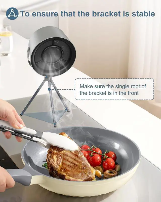 Alt view image 5 of 5 - Ankilo Portable Range Hood, Minor Desktop Range Hoods, 3 Speed, 5 Changeable Filter Sponge Pads, Rechargeable Kitchen Exhaust Fan for Indoor or Outdoor Cooking