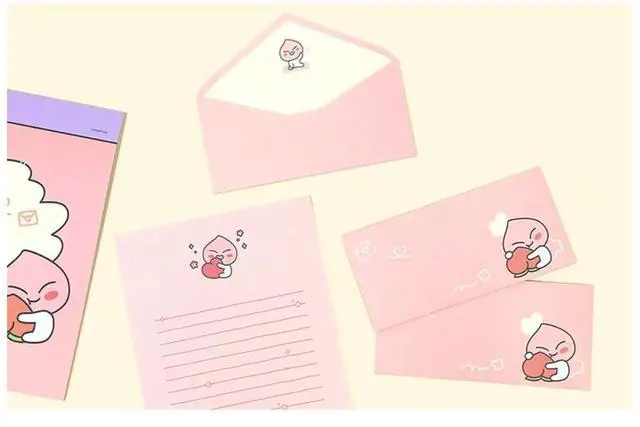 Alt view image 5 of 5 - Kakao Apeach Mouse Pad Wrist Rest Gel Type and Letter Writing Set