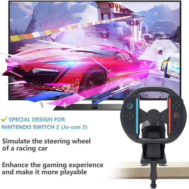Alt view image 2 of 5 - Controller Steering Wheel for Nintendo Switch 2 (2025) Gaming Racing Wheel Stand, Table Attachment with 4 Table Suction Cup & Upgraded Bolt Base  for JoyCon 2  Enhanced Stability for Immersive Racin