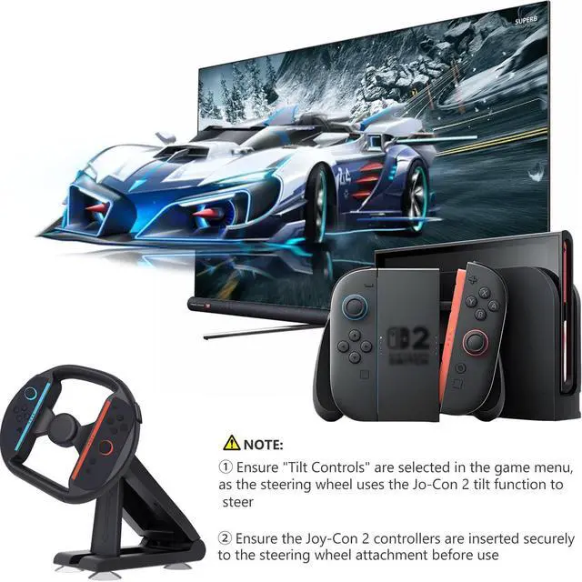 Alt view image 3 of 5 - Controller Steering Wheel for Nintendo Switch 2 (2025) Gaming Racing Wheel Stand, Table Attachment with 4 Table Suction Cup & Upgraded Bolt Base  for JoyCon 2  Enhanced Stability for Immersive Racin