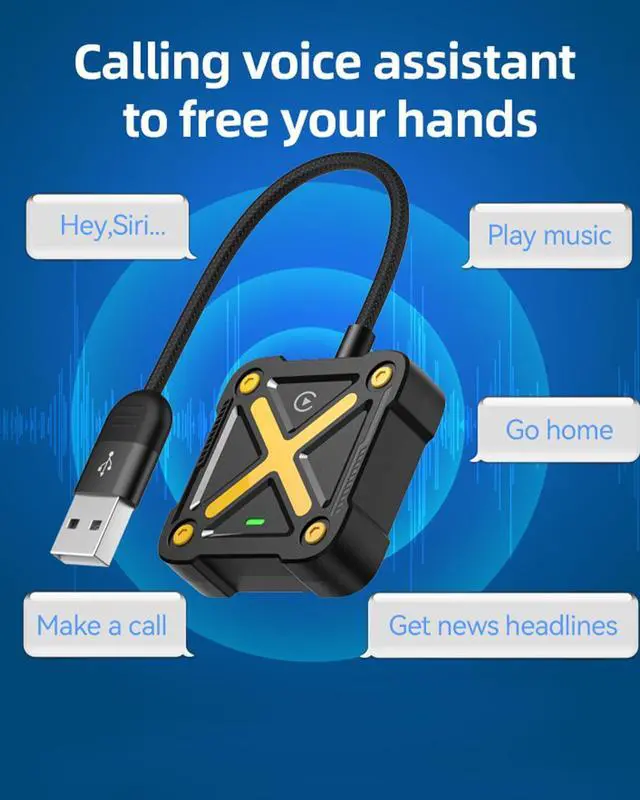 Alt view image 4 of 5 - Velontork Wireless Carplay Adapter for iPhone, Carplay Wireless Adapter 2025 Bluetooth Connection, Plug & Play, No Latency for iPhone iOS10+ (Yellow)