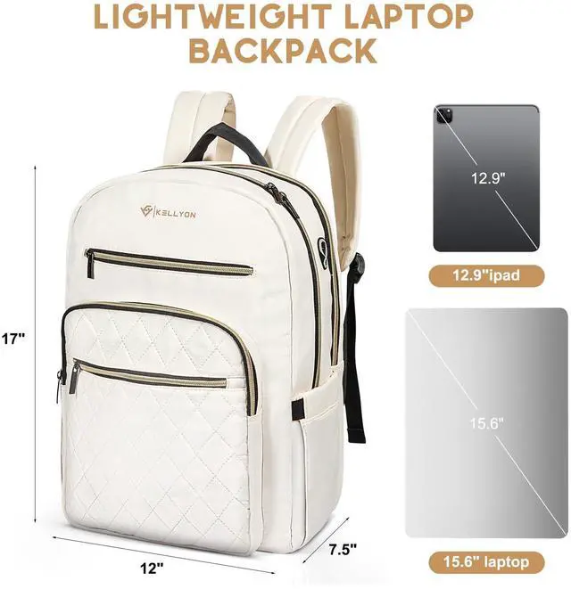 Alt view image 2 of 5 - ZORVIC 15.6 Inch Laptop Backpack for Women, Work Business Computer Backpack, College Teacher Computer Bag Travel Backpack (Beige)
