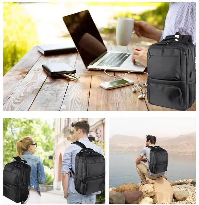 Alt view image 2 of 5 - TITILT Laptop Backpack Fits 17 Inch Computer, Bussiness Travel Backpack with USB Charging Port and Anti Theft Pocket, Black