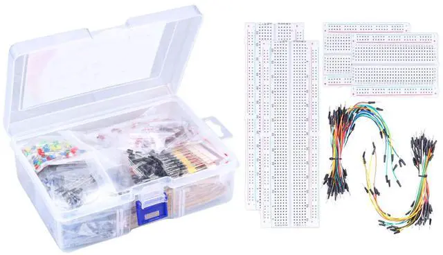 Main image of YUEONEWIN Electronics Component and PCB Breadboard Kit, 1400Pcs Basic Electronics Component and 130 Pcs Solderless Breadboard Jumper Wires Kit for Arduino, Prototyping Circuit, DIY Electronic Project