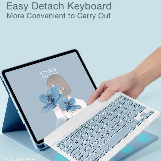 Alt view image 2 of 5 - Empty room iPad keyboard case 10.2", ipad 9th generation case with keyboard, Wireless Detachable Keyboard Case with Pencil Holder, for iPad 9th/ 8th/ 7th Gen/Air3 Gen,Thin & Light for School or Office