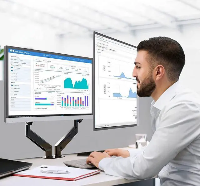 Alt view image 3 of 5 - Pholiten Dual Monitor Arm 32inch,Fully Adjustable Gas Spring Monitor Desk Mount Vesa Bracket,Adjustable Tilt/Swivel/Rotate Monitor Stand Up to 22lbs