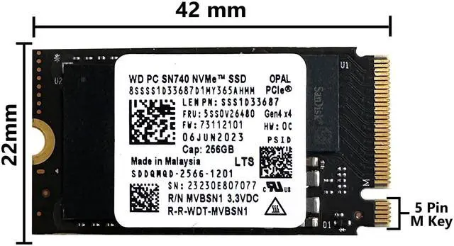 Alt view image 3 of 4 - Oemgenuine WDC SN740 256GB M.2 2242 PCI-e 4.0 Gen 4x4NVME SSD Internal Solid State Drive Form Factor M Key Steam Deck - Up to 4000 MB/sec Sequential Read.