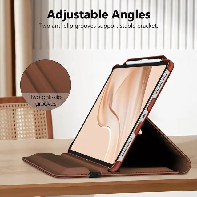 Alt view image 5 of 5 - Fintie Rotating Case for iPad Pro 13-inch (M5) 2025 / (M4) 2024 with Pencil Holder - 360 Degree Swiveling Protective Stand Cover with Auto Wake/Sleep, Brown