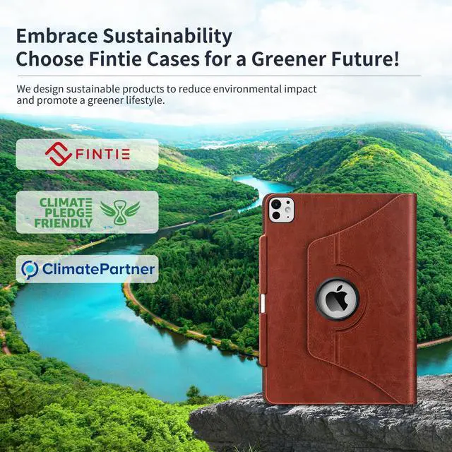 Alt view image 2 of 5 - Fintie Rotating Case for iPad Pro 13-inch (M5) 2025 / (M4) 2024 with Pencil Holder - 360 Degree Swiveling Protective Stand Cover with Auto Wake/Sleep, Brown