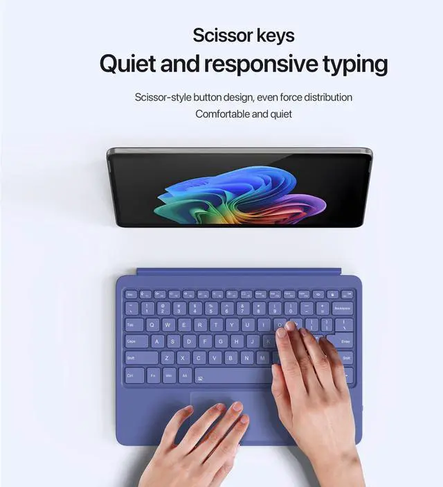 Alt view image 2 of 5 - Junfire Detachable Keyboard for Microsoft Surface Pro 12  7-Color Backlit Wireless Keyboard with Touchpad, 14 Shortcut Keys, 30H Battery  Magnetic & Slim Design, Purple