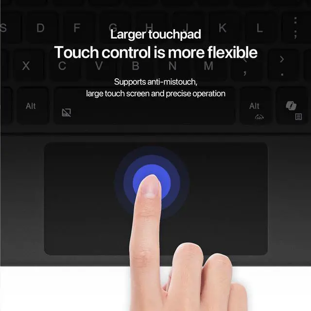 Alt view image 3 of 5 - Junfire Detachable Keyboard for Microsoft Surface Pro 12  7-Color Backlit Wireless Keyboard with Touchpad, 14 Shortcut Keys, 30H Battery  Magnetic & Slim Design, Purple