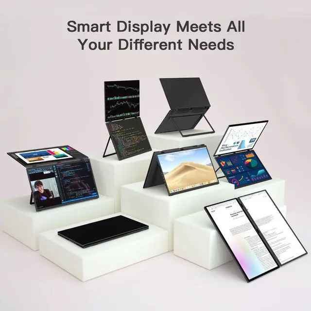 Alt view image 3 of 5 - odmenot 18.5" 120Hz Dual Portable Monitor 120% sRGB 1080P HDR Extender Folding Stacked Display for Windows Mac Work Gaming Office Triple Screens W/Stand & VESA for Laptop PCNo Driver (185)