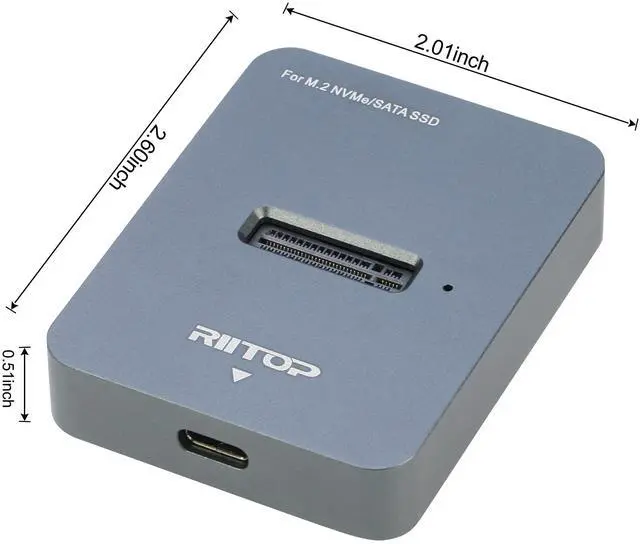 Alt view image 5 of 5 - RIITOP M.2 to USB Docking Station, NVMe to USB-C Reader Adapter for Both M.2 (M Key) NVMe SSD and (B+M Key) SATA-Based SSD Enclosure