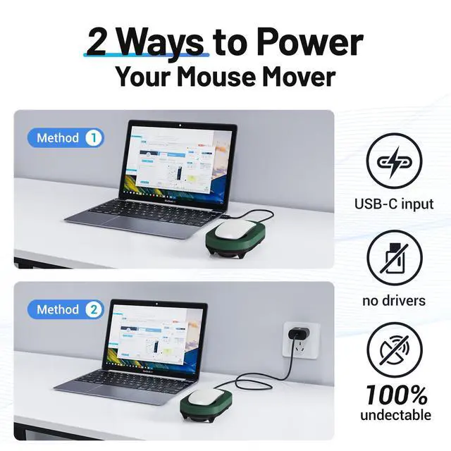 Alt view image 4 of 5 - HONKID Undetectable Mouse Mover Jiggler with ON/Off Switch and USB Port Drive-Free,Simulate Physical Automatically Mouse Movement,Prevent Computer Laptop Inactive/Lockdown (Green